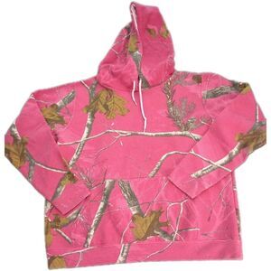 Realtree  Pink Camo Hoodie Women's Size M Long Sleeve Pullover Oak Leaf